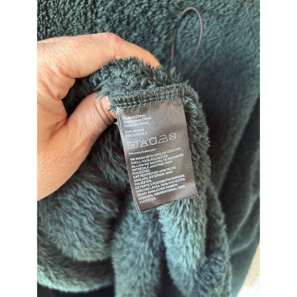 H&M Women's Small Green Hooded Sherpa Relaxed Fit Cozy Lounge Hoodie - Picture 5 of 6